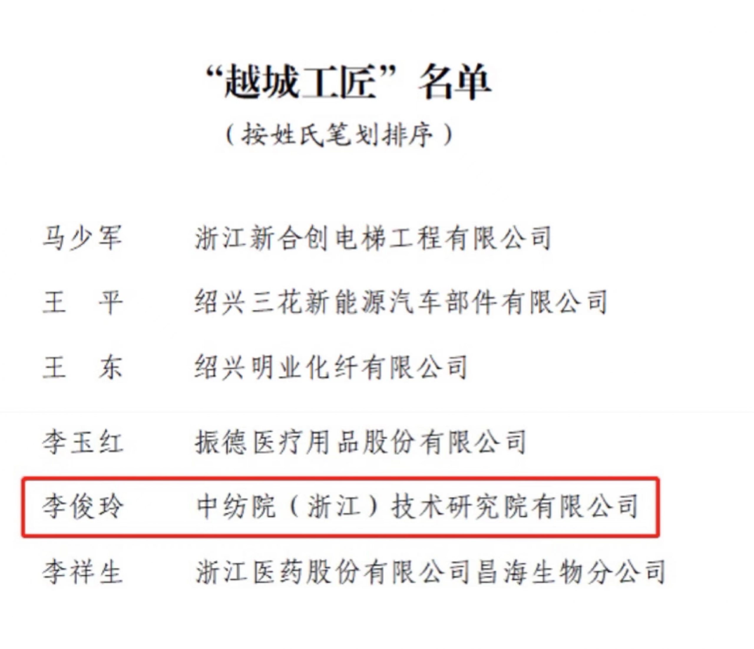 榜样！江南分院李俊玲被授予“越城工匠”荣誉称号